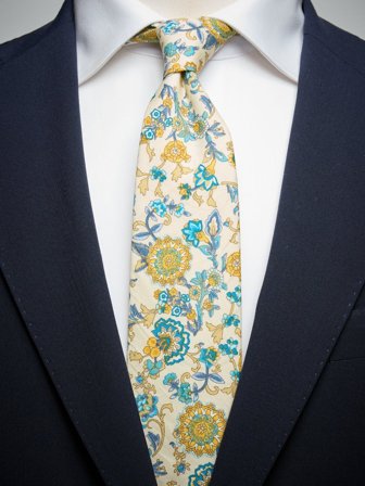 John Henric Men's Light Beige Tie Floral Size 7,5