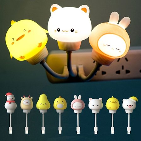 Nordic USB Night Light Söt tecknad serie