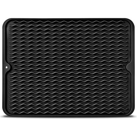 Oppvaskmatte, silikon tørkematte Varmebestandig oppvaskmatte Sklisikker, lett å rengjøre tørkematte for vask (40,64 cm x 30,48 cm, svart)