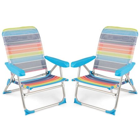 COSTWAY Set av 2 Fällbara Utemöbler för Trädgården, Justerbara i 4 Positioner, Transportrem, Kapacitet 150 kg