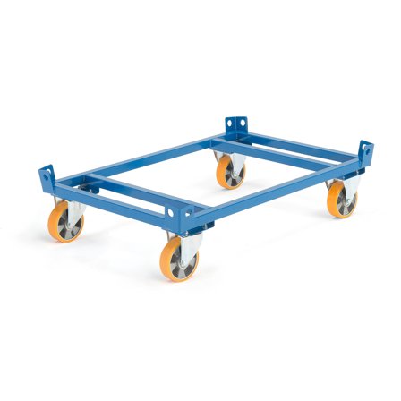 Niedriger sicherer Palettenwagen FRAME, 1000 kg Last, Ø 160 mm PU-Räder, 1200x800x265 mm