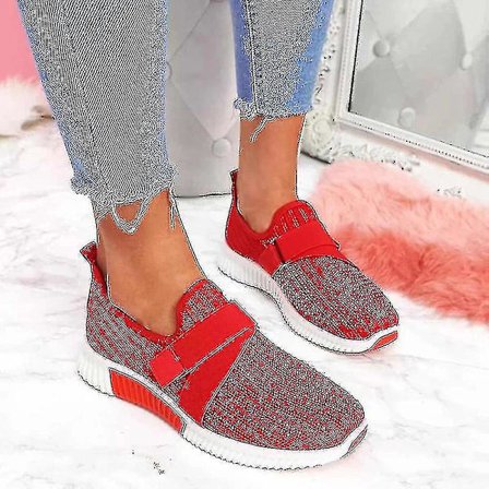 Slip-on skor med ortopedisk sula Dammode Sneakers Plattform Sneaker för kvinnor Walking Shoes Red 36
