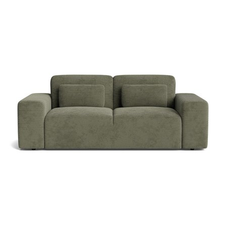 Messina 2.5 personers sofa - Ribcord Grøn - 212x107x80 - Komfortabel Sofa med Nozag fjedre, PU Skum og Massiv Eg