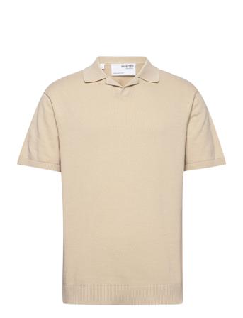 Slhrelaxed-James Knit Resort Polo Ex Polos Short-sleeved Beige Selected Homme