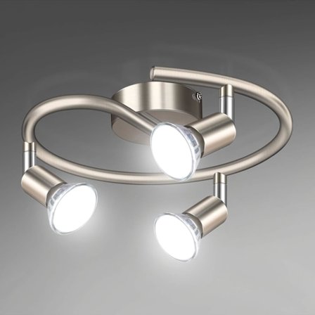 3-vejs LED Loftlampe Drejelig Mat Nikkel & Drejeligt Design, Inklusive 3 Pærer [Energiklasse E]