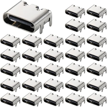30 st USB-3.1 USB C-uttag, 6-stifts Typ-c Honkontakt för PCB-design, DIY, Högströmsladdning - SMD, SMT