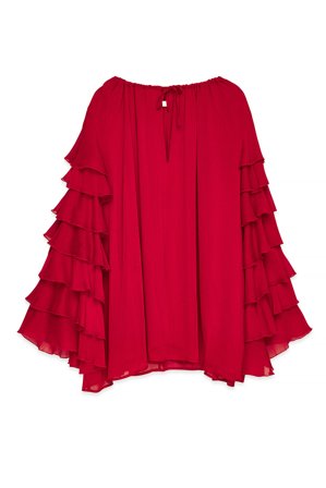 ScandivvXNaKd - Minikjole i chiffon med volanger - Chiffon Kjoler - Rød - EU 38