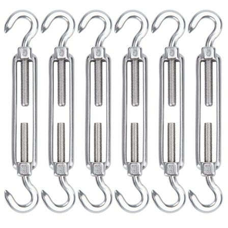 M5 Rustfri Stål Wirestrammer, 6 Pakning Wirestrammer Krok og Krok Justerbar Kraftig Strammekrok & Krok for Tau Kabel Klessnor, Wire