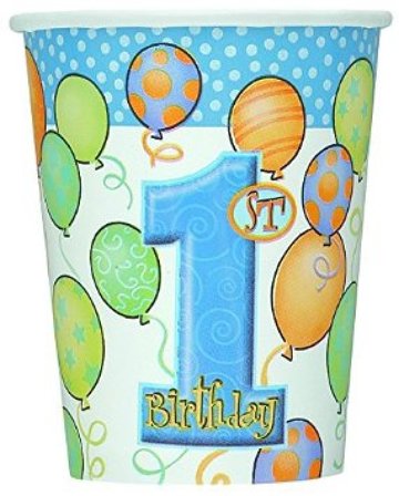 1-årskalas blå ballonger muggar 8-pack