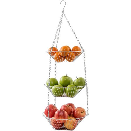 3-kerroksinen roikkuva hedelmäkori raudasta - Kätevää säilytystä tuoreille hedelmille keittiössäsi