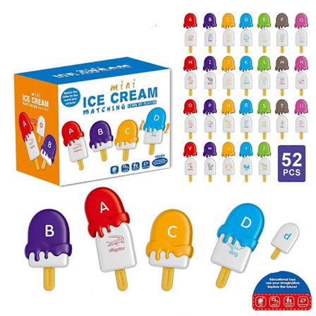 Tidlig barndoms pedagogisk leketøy iskrem sortering 26 stk bokstav nummer matching pedagogiske læringsaktiviteter for barn flerfarget(h)