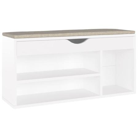 Vidaxl Skobänk Med Dyna Vit 104x30x49 Cm Spånskiva Vit