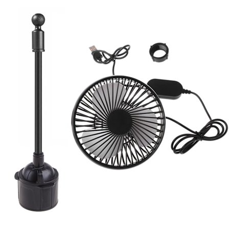 5V USB Fläkt Justerbar Svanhals Stor Vind 3 Hastighetskontroll Bil Mugghållare Fläkt