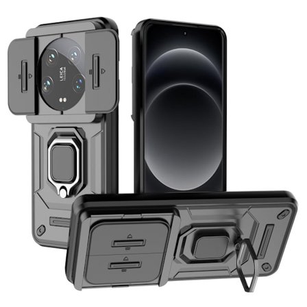 Hybridskal Xiaomi 14 Ultra Ring + Kameraskydd Svart