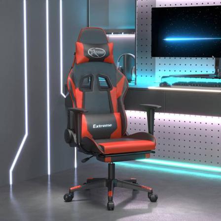 Vidaxl Gamingstol Med Massage Och Fotstöd Svart Och Röd Konstläd Röd