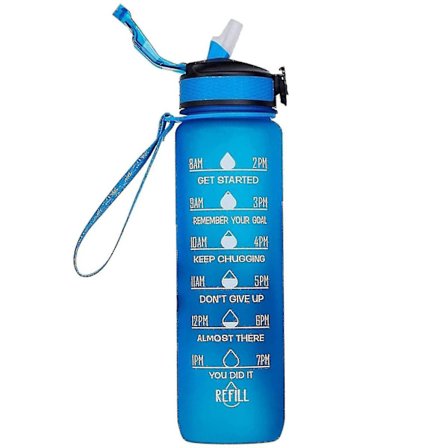 1000 ml gratis motiverande sportkanna med tidsmarkör Fitness Gradient färgmugg Frostad vattenflaska utomhus