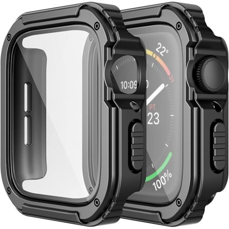 2 kpl Kestävä Kotelo Yhteensopiva Apple Watch 40mm Series SE/6/5/4:n kanssa, Temperoitu Lasinen Näytönsuojus, Sotilasmainen Kestävä TPU-Suoja