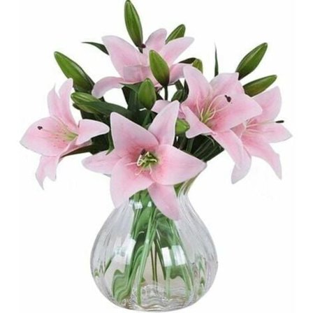 Tekokukat, 5 kpl Real Touch Latex Tekoliljat maljakossa hääkimppuun/kodin sisustukseen/juhliin/hautajaisjärjestelyyn