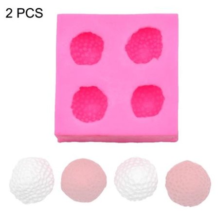 Pakke med 2 Fondant Chokolade Kage Dekoration Jordbær Silikonform (Pink)