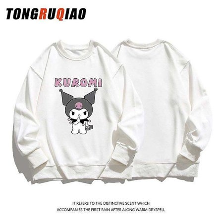 Kawaii Sanrio Kuromi Gensersweatshirt for Gutter og Jenter Langærmet Vår Høst Rundhals Topper Klær Barn Pullover Barnklær