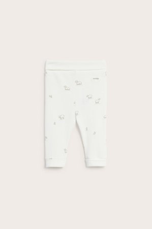Newbie | Våfflade leggings med lamm | Offwhite