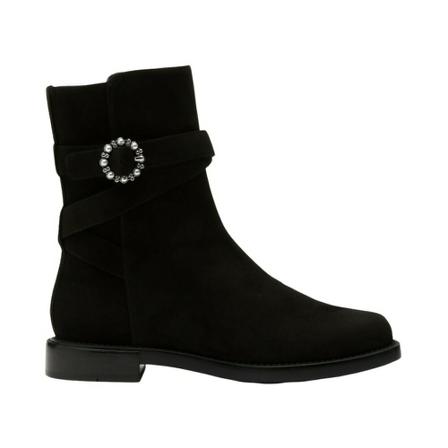 Stuart Weitzman Ryder Pearl Buckle Belted Støvler Sort, Dame, Størrelse: 38 EU