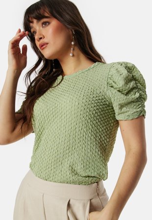 VILA Vianine S/S Puff Sleeve top Swamp Klær