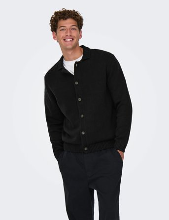 ONLY & SONS Onsjacob Reg Ls Cardigan Knit - Black - M