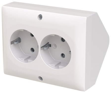 ABB Saga 402EE-916 Stikkontakt 2-vejs, hjørneboks, Kontakter & stikkontakter