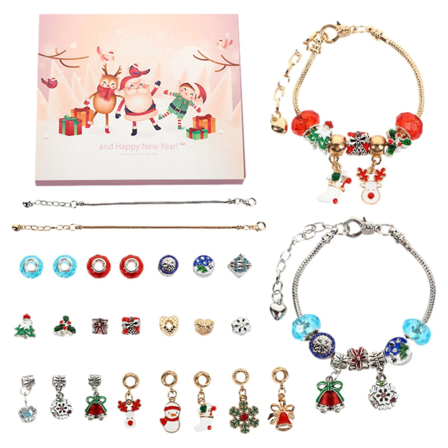 Lähtölaskenta Kalenteri Korut Sininen Joulu Adventti Set Tytöille Lapset Teinit Toddler 24 Tee itse-korulla B