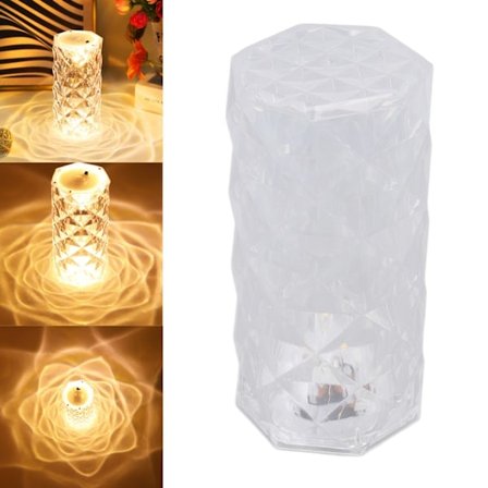 Kristalli pöytälamppu IP54 vedenkestävä läpinäkyvä mini LED-kristalli pöytälamppu makuuhuoneeseen kotiin sängyn viereen lämpimän valkoinen