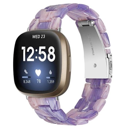Fitbit Sense / Versa klockarmband i resin-stil - Lila / Rosa Blommor