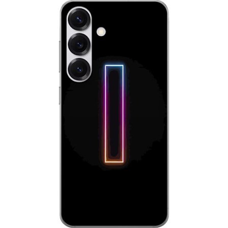Kompatibel Mobilcover til Samsung Samsung Galaxy S25 Minimalistisk neonbogstav I i regnbuefarver mod mørk baggrund