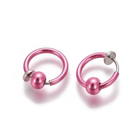 1 Par Fuxiapläterade Clip On Ringar Med Avtagbar Kulor 13 Mm Ø