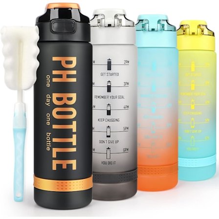 1 liters sportsvannflaske, BPA-fri, miljøvennlig og resirkulerbar plast drikkeflaske