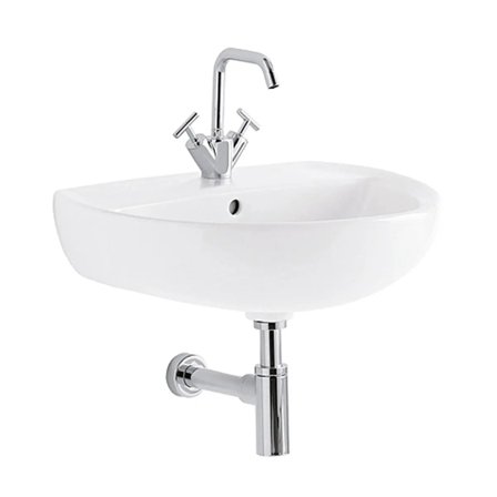 Lavabo Geberit Colibrì 60 cm monoforo sospeso bianco lucido