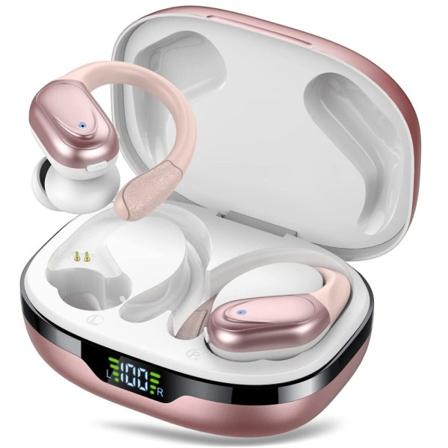Bluetooth-hörlurar 5.3, ENC HD-samtal, trådlösa in-ear-hörlurar med öronkrokar, djup bas, bekväm passform, IPX5 vattentäta sporthörlurar