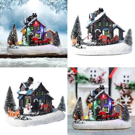 Julelandsby Sett Juledekorasjoner Borddekor, LED-belyst Landsby