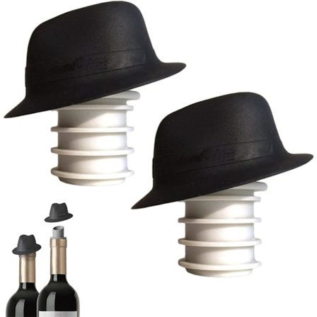 Kork Silikon Vinflaske Deksel Helleren Champagne Flasker Kork Lekkasjesikker Vinflaske Stopper Flaskehette Hattform (Pakke med 2)
