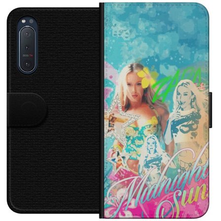 Kompatibel Tegnebogsetui til Sony Xperia 5 II Eventyrverden med Steve, Creeper og dyr i farverig blokgrafik