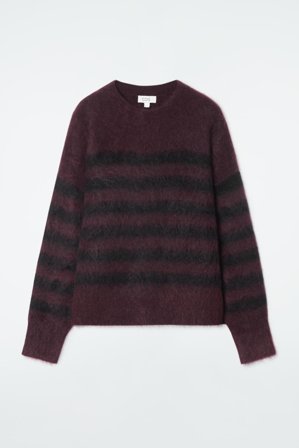 COS Women's Striped Brushed-Mohair Crew-Neck Jumper