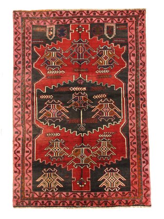 Handknuten Zanjan 155X200 Ullmatta Mörkröd/Svart Liten