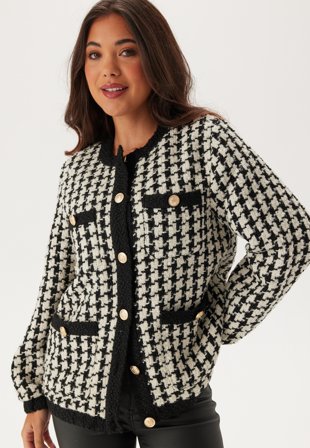 ONLY - Onlflorance Boucle Jacket - Black Checks:birch - Kläder - - Bubbleroom