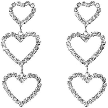 Hjerte Rhinestone Øreringe Bling Krystal Funklende Cubic Zirconia Bryllupsfest Dingle Drop Øreringe