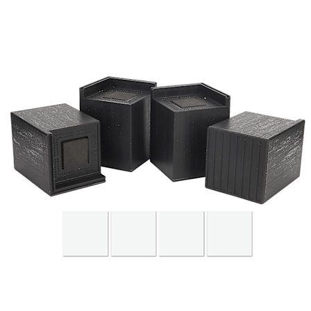 Firkantede møbelforhøjere - Sæt med 4 sorte 10 cm løftere til sofa, seng og stol til at fastgøre små spidse fødder