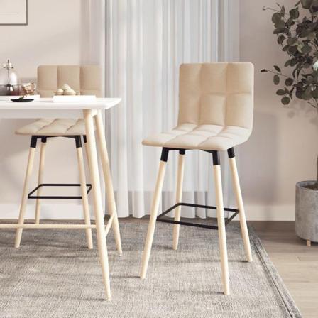 Vidaxl Barstolar 2 St Gräddvit Tyg Kräm