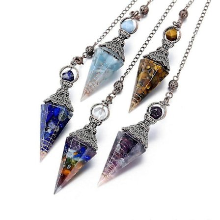 Naturlig Kvarts Kristall Pendel Healing Chips Sten Reiki Chakra Kedja Hänge