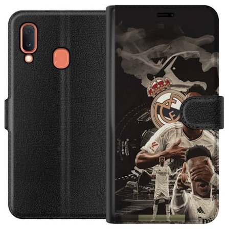 Samsung Galaxy A20e Tegnebogsetui Vinicius Junior Real Madrid Brasiliansk dribling fænomen og offensiv leder med høj energi og knivskarp færdighed