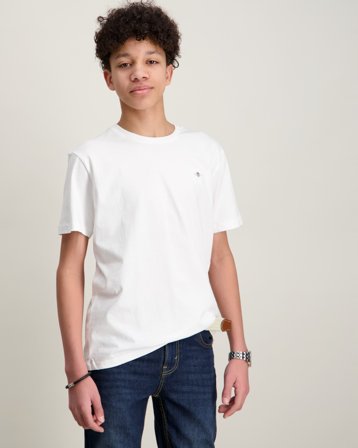 GANT SHIELD SS T-SHIRT Wit T-shirts Jongens - Kids Brand Store