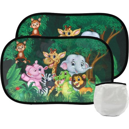 2-pack Solskydd för bilfönster, 50 x 30 cm, solskydd för sidofönster med förvaringsväska (Skog) [qb]